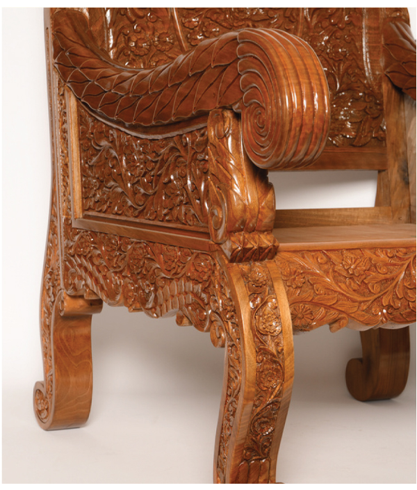 SOFA ARM CHAIR WITH TRADITIONAL FINE AND DETAILED CARVING SINGLE PART OF THE WOOD - Image 4
